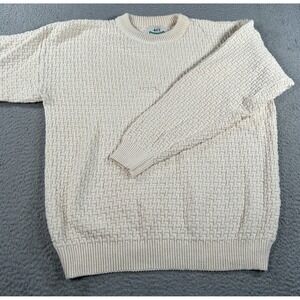 Vintage 417 by Van Heusen Sweater Men Medium Beige Knit Grandpa Y2K Made In USA